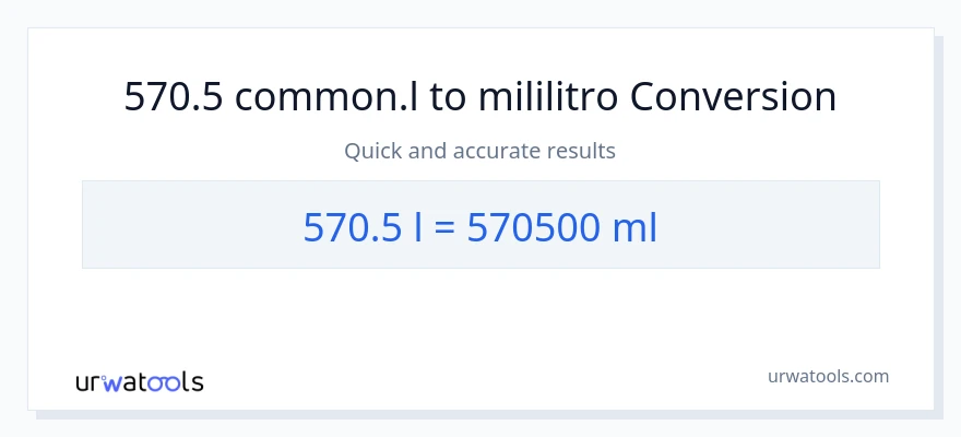 570.5 Liters patungong mga mililitro na conversion