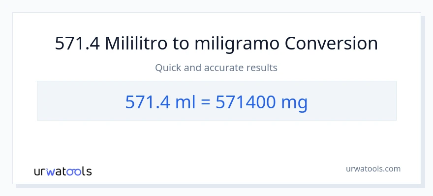 571.4 mga mililitro patungong miligramo na conversion