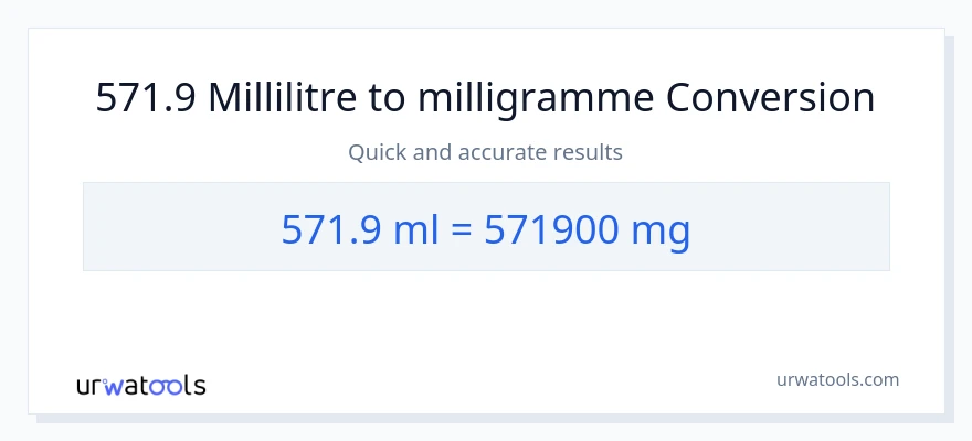 Conversion 571.9 millilitres vers milligrammes