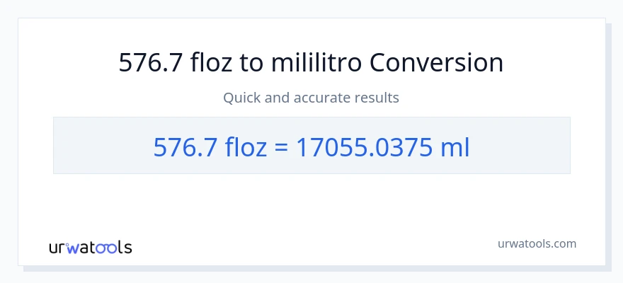 576.7 mga onsa ng likido patungong mga mililitro na conversion