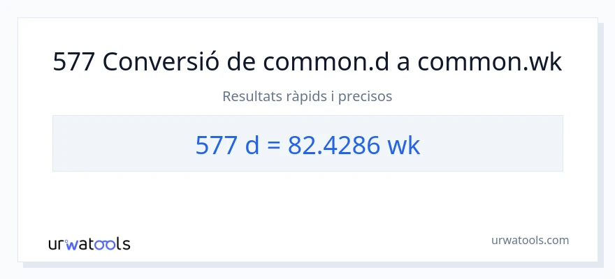Conversió de 577 Dies a setmanes