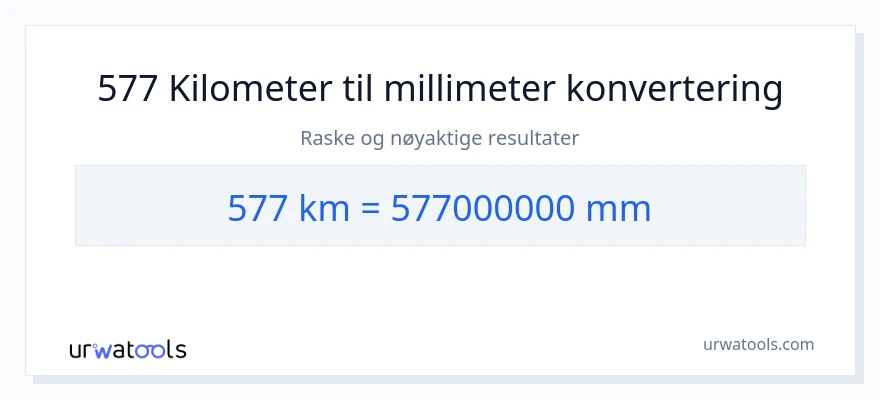 577 kilometer til millimeter konvertering