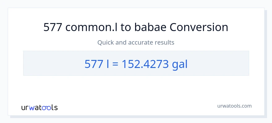 577 Liters patungong Mga galon na conversion