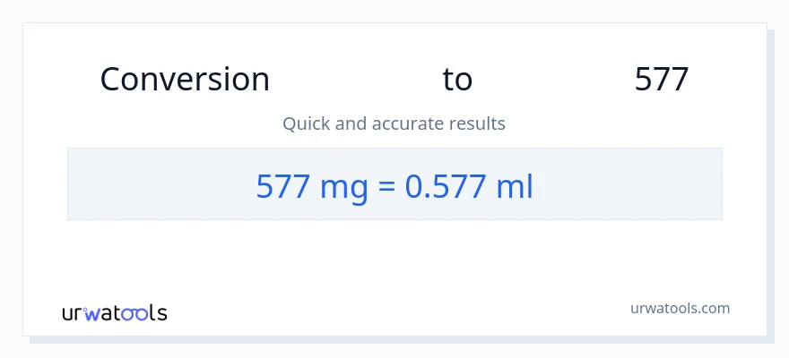 تبدیل 577 میلی‌گرم به میلی‌لیتر