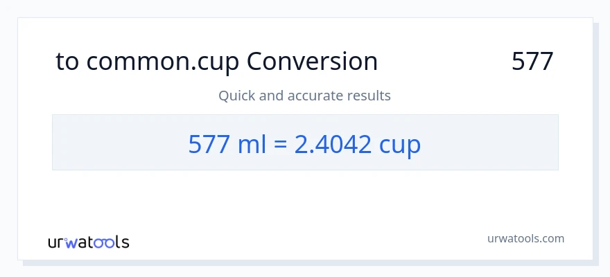 تبدیل 577 میلی‌لیتر به فنجان‌ها