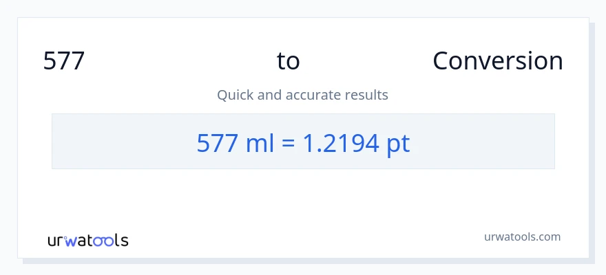 577 മില്ലിലിറ്റർ ൽ നിന്ന് Pints ലേക്ക് പരിവർത്തനം