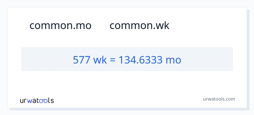 تبدیل 577 هفته‌ها به ماه‌ها