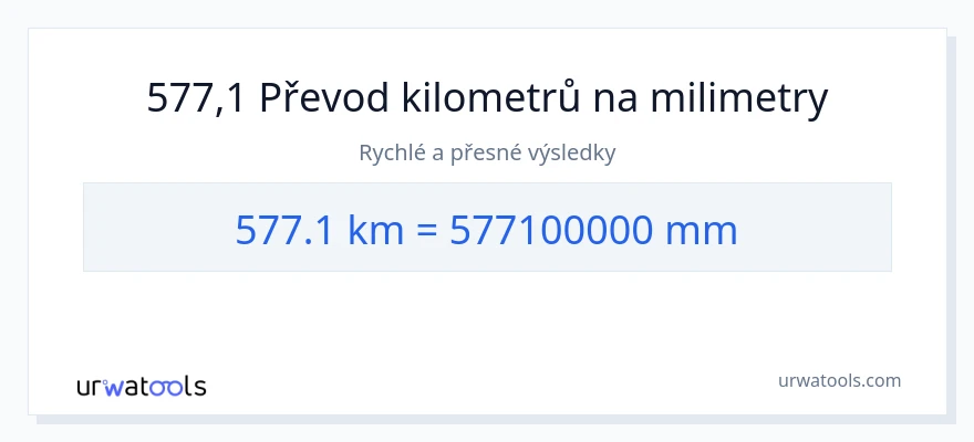 Konverze z kilometry na milimetry: 577.1