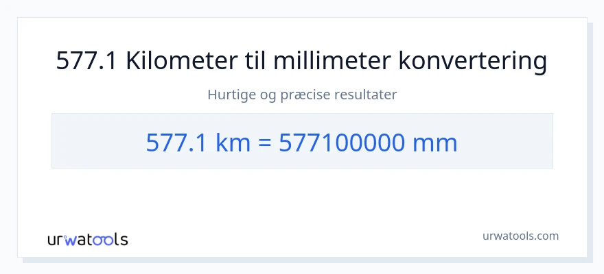 577.1 kilometer til millimeter konvertering