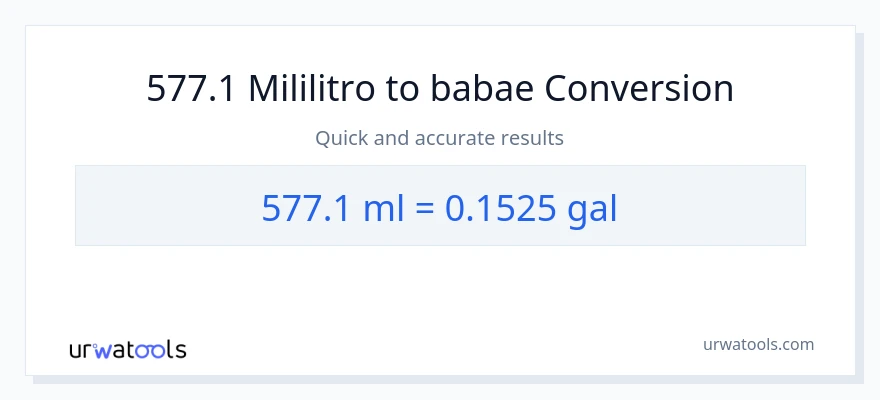 577.1 mga mililitro patungong Mga galon na conversion