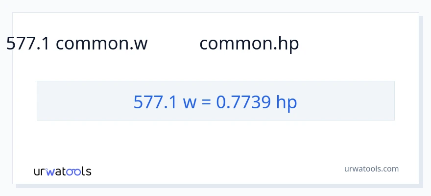 577.1 ವ್ಯಾಟ್ಸ್ ರಿಂದ ಅಶ್ವಶಕ್ತಿ ಪರಿವರ್ತನೆ