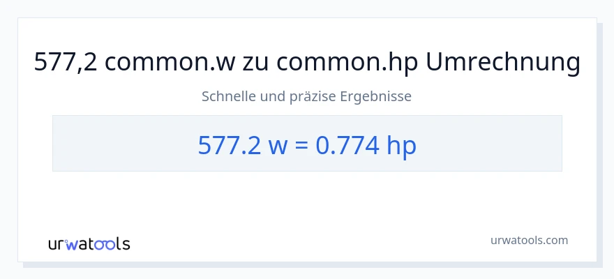 577.2 Watt zu PS Umwandlung