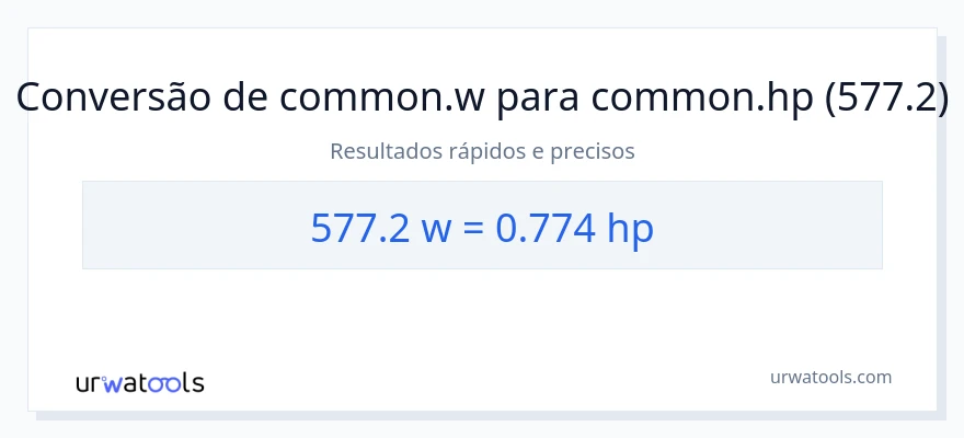 Conversão de 577.2 watts para cavalos de potência