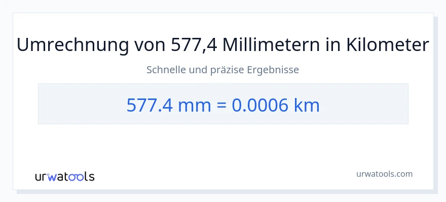 577.4 Millimeter zu Kilometer Umwandlung