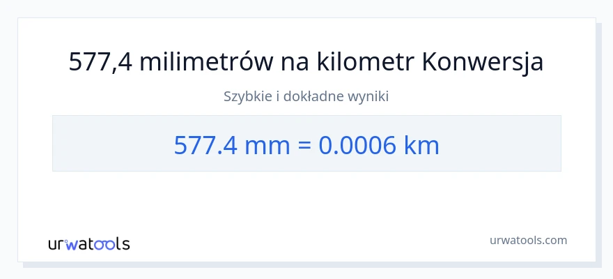 Konwersja 577.4 milimetry do kilometrów