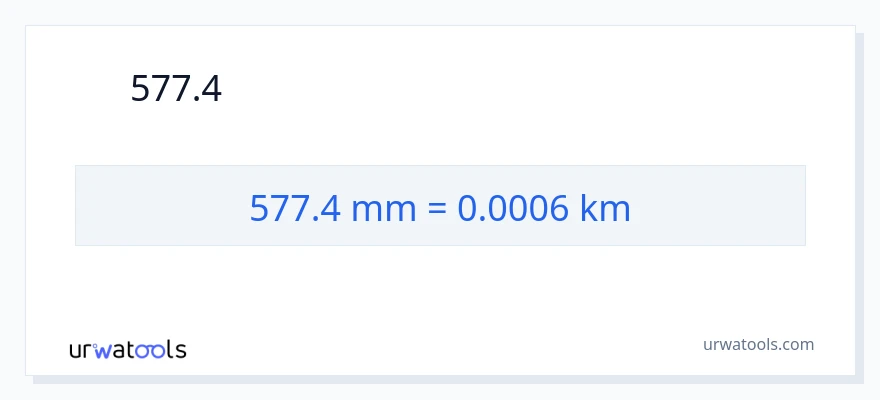 การแปลง 577.4 มิลลิเมตร เป็น กิโลเมตร