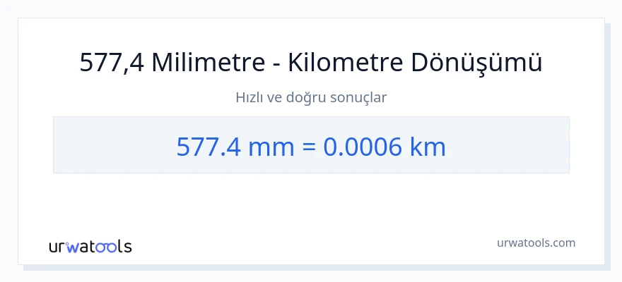577.4 milimetre'den kilometre'e dönüşüm