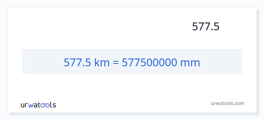 تبدیل 577.5 کیلومتر به میلی‌متر