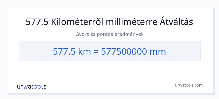 577.5 kilométer - milliméter konverzió