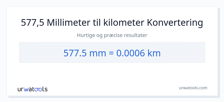 577.5 millimeter til kilometer konvertering
