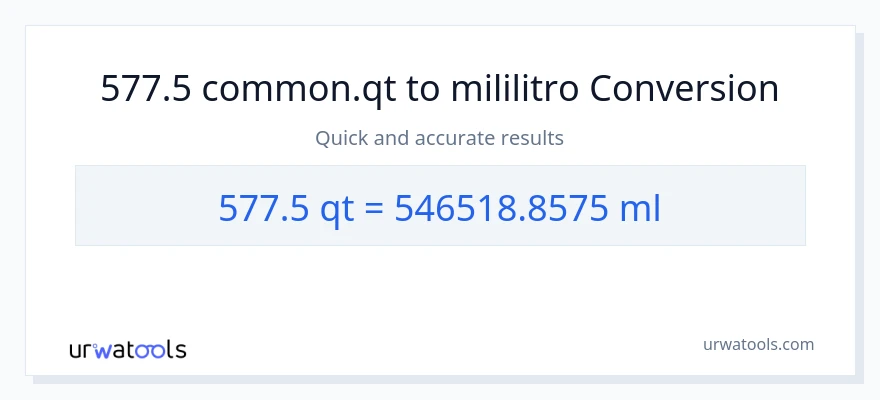 577.5 Quarts patungong mga mililitro na conversion