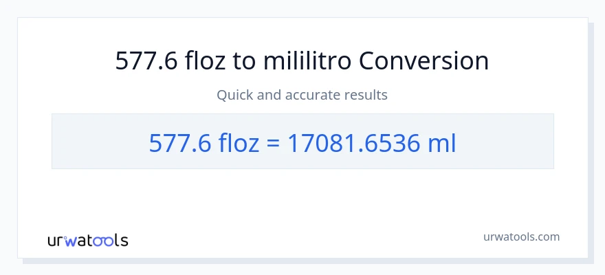 577.6 mga onsa ng likido patungong mga mililitro na conversion