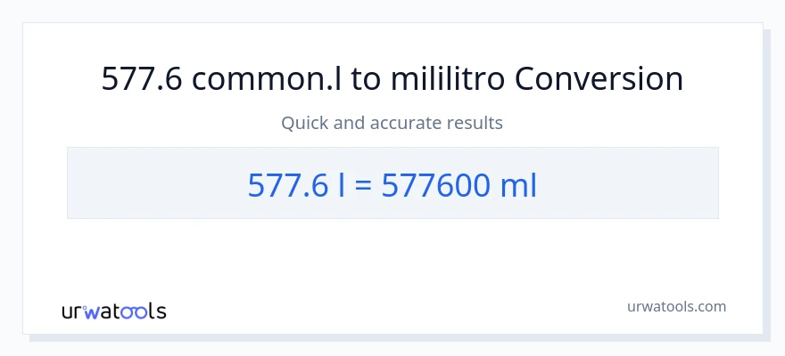 577.6 Liters patungong mga mililitro na conversion
