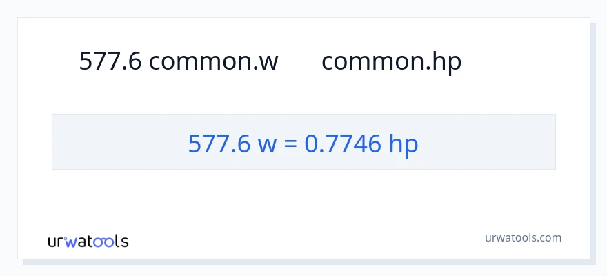 577.6 ワット から 馬力 への変換