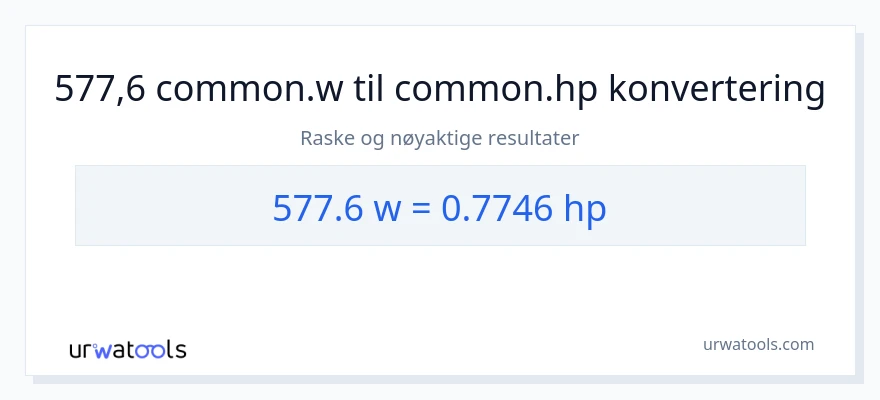 577.6 watt til hestekrefter konvertering