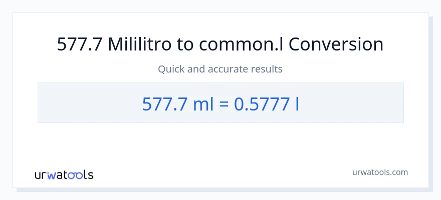 577.7 mga mililitro patungong Liters na conversion