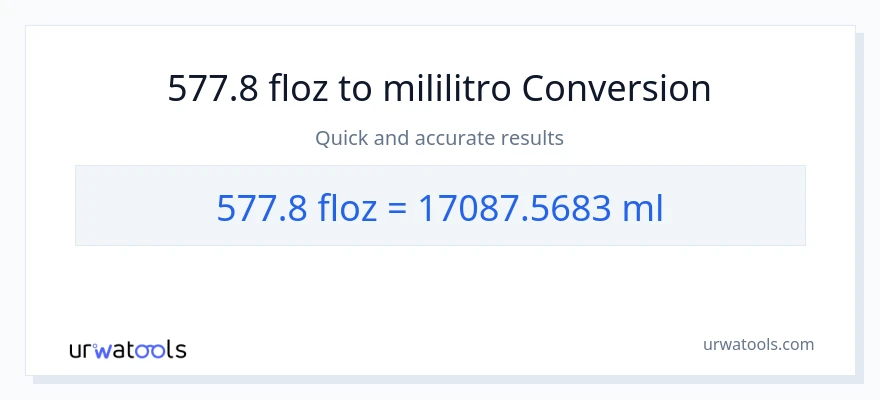 577.8 mga onsa ng likido patungong mga mililitro na conversion