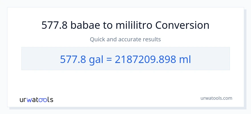 577.8 Mga galon patungong mga mililitro na conversion