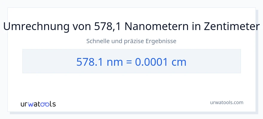 578.1 Nanometer zu Zentimeter Umwandlung