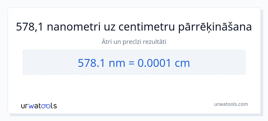 578.1 nanometri uz Centimetri konversiju