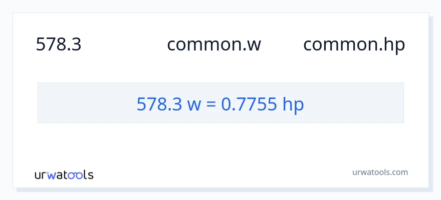 การแปลง 578.3 วัตต์ เป็น แรงม้า