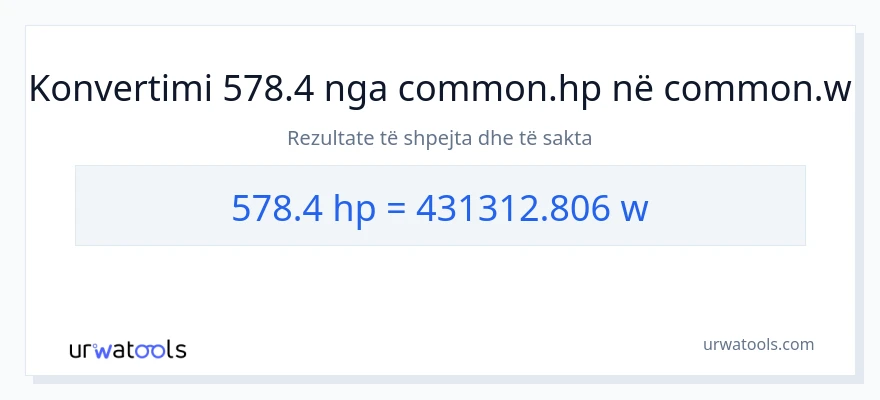 Konvertimi 578.4 kuajfuqi në vat