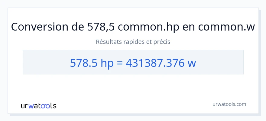 Conversion 578.5 chevaux-vapeur vers watts