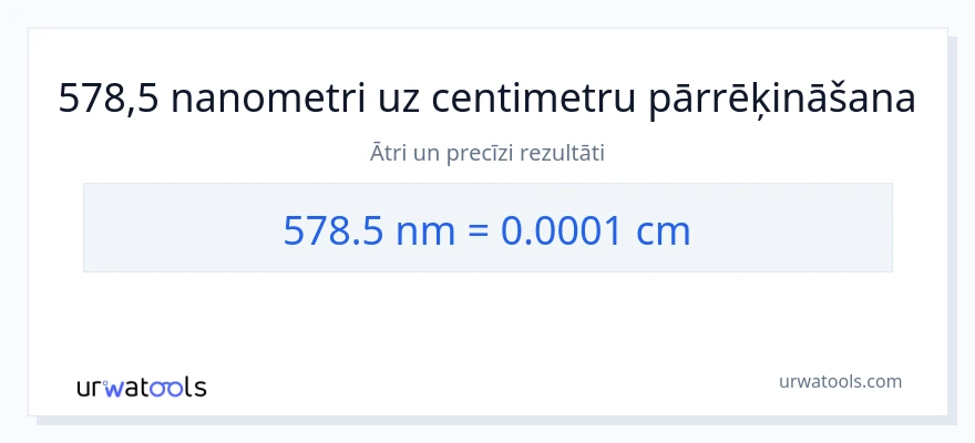 578.5 nanometri uz Centimetri konversiju