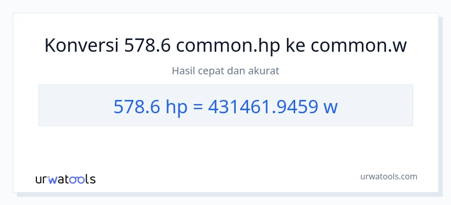 Konversi 578.6 daya kuda ke watt