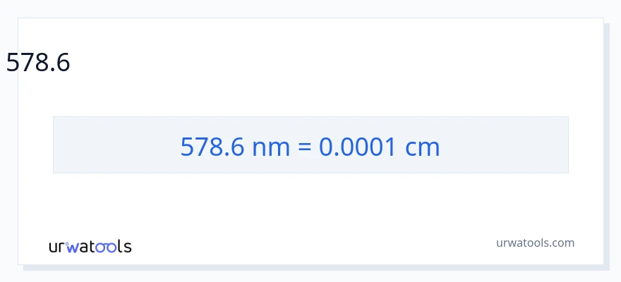 578.6 ন্যানোমিটার থেকে সেন্টিমিটার রূপান্তর