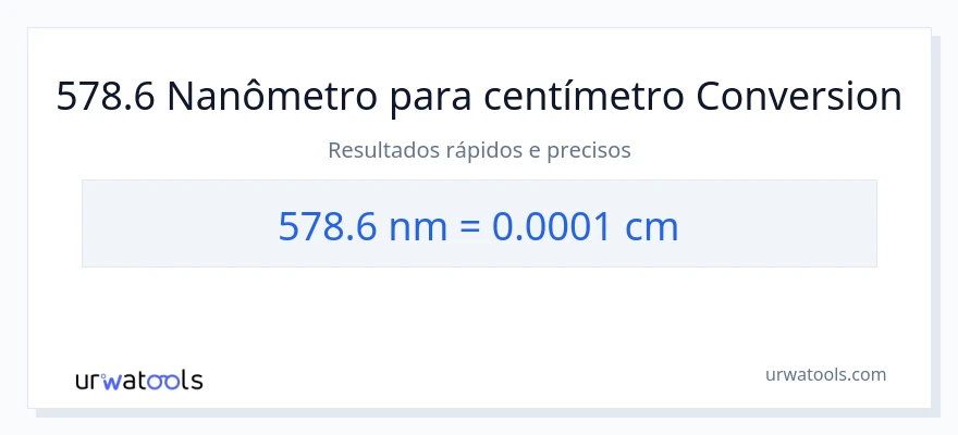 Conversão de 578.6 nanômetros para Centímetros