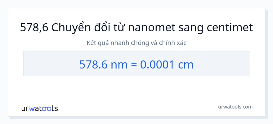 Chuyển đổi 578.6 nanomet sang Centimet