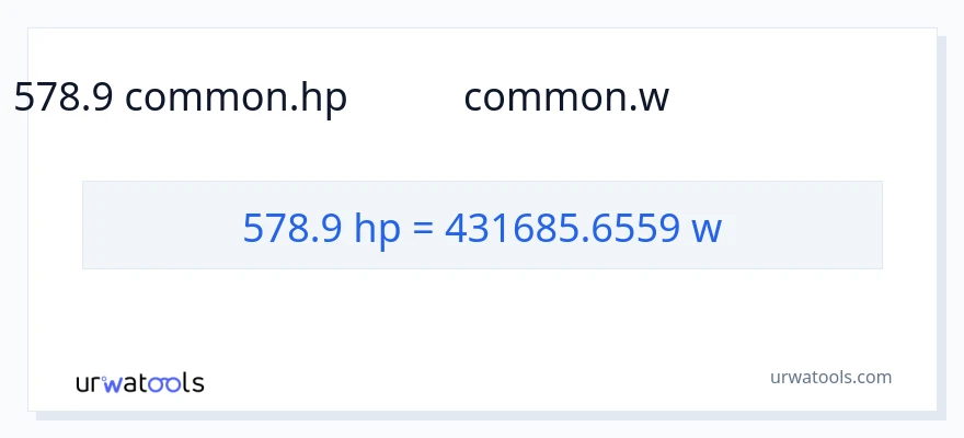 578.9 ಅಶ್ವಶಕ್ತಿ ರಿಂದ ವ್ಯಾಟ್ಸ್ ಪರಿವರ್ತನೆ