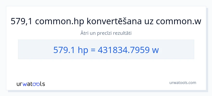 579.1 zirgspēki uz vati konversiju