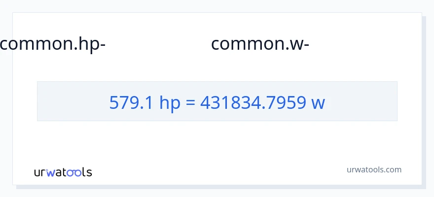 579.1 കുതിരശക്തി ൽ നിന്ന് വാട്ട്സ് ലേക്ക് പരിവർത്തനം