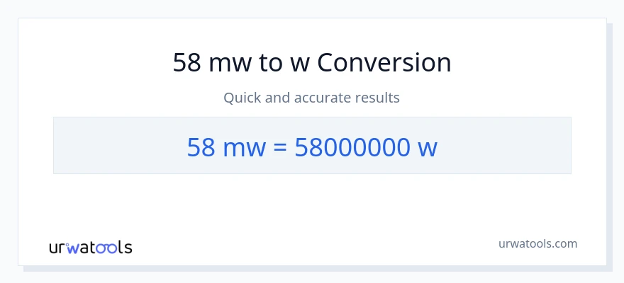 Conversió de 58 megawatts a watts