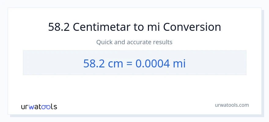 Konverzija od Centimetri do milje: 58.2