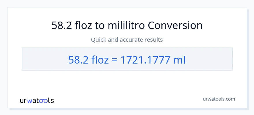 58.2 mga onsa ng likido patungong mga mililitro na conversion