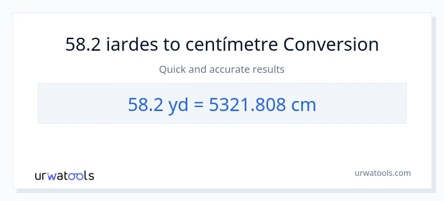 Conversió de 58.2 iardes a Centímetres