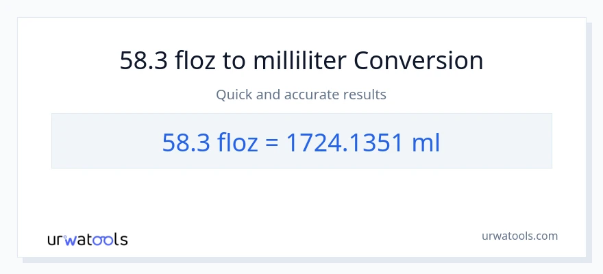 58.3 flydende ounces til milliliter konvertering
